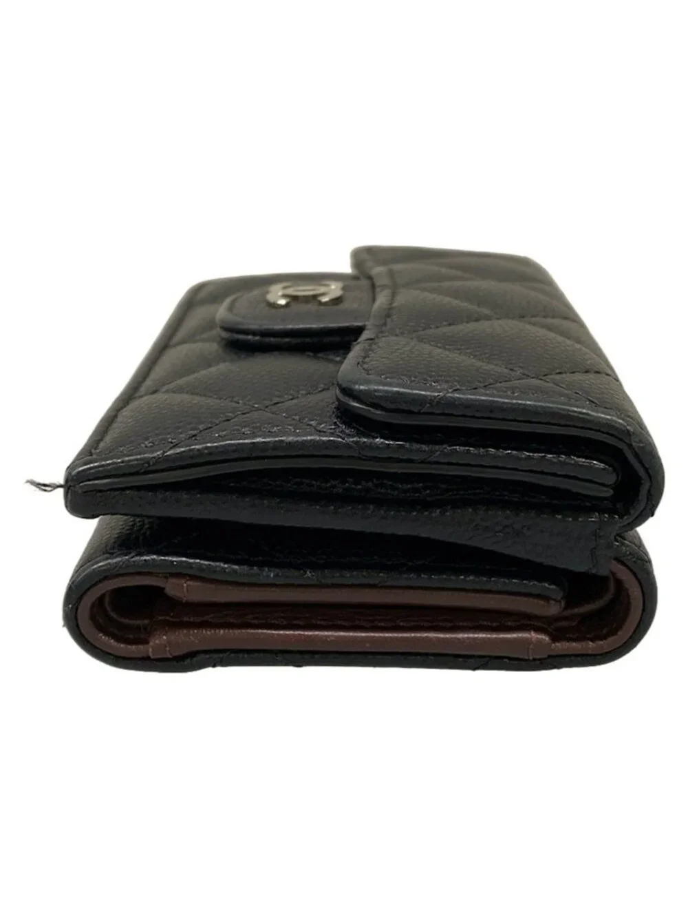 Chanel Trifold Wallet Classic Small Flap Quilted Black Silver
